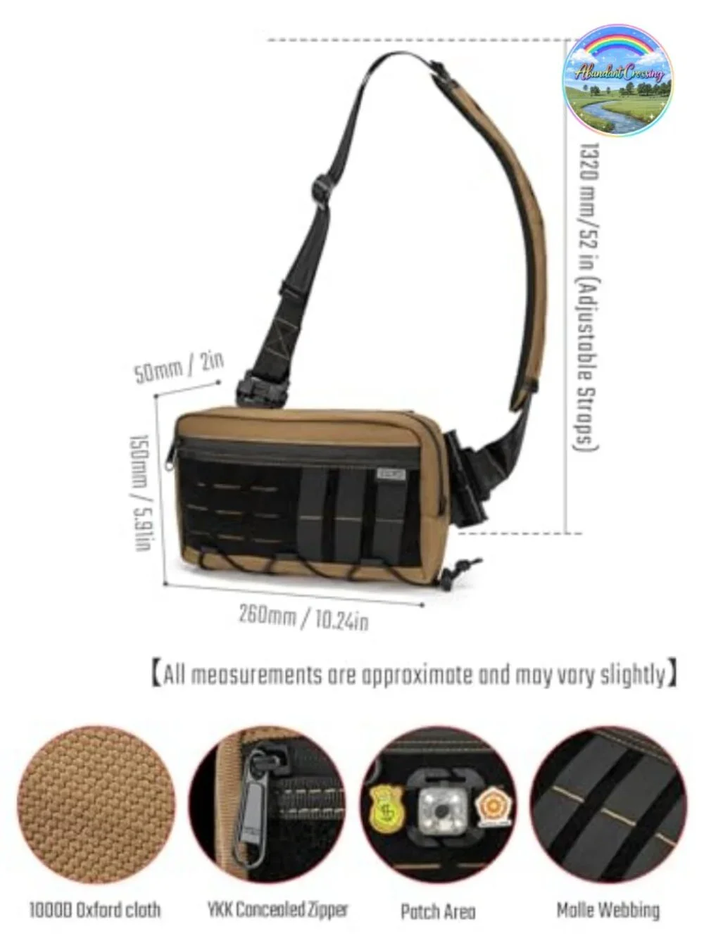 EDC Tactical Sling Bag Crossbody Shoulder Backpack with MOLLE System for Men